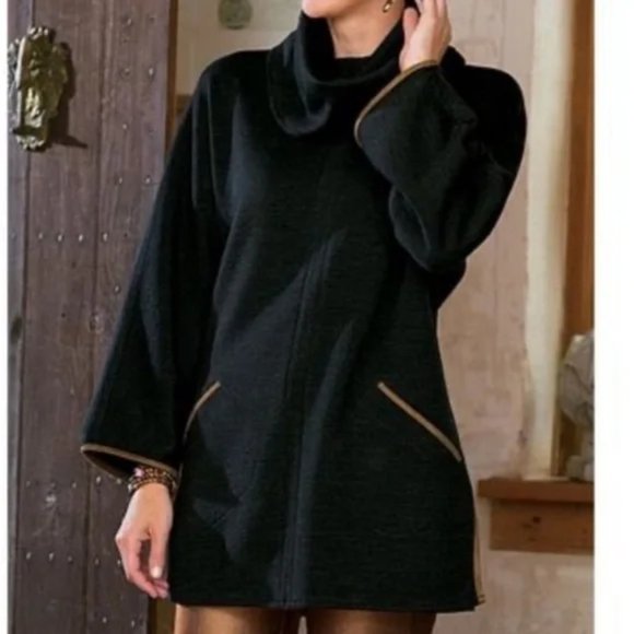 New Soft Surroundings Cotswold wool blend funnel neck longline sweater tunic